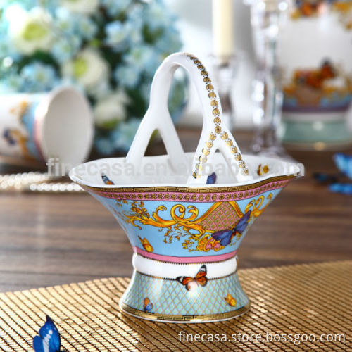 Luxury Fine New Bone China Decorative Storage Basket